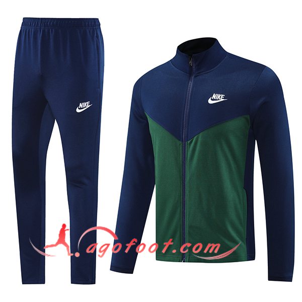 Ensemble Survetement de Foot Veste Foot Nike Bleu/Vert 2025/2026