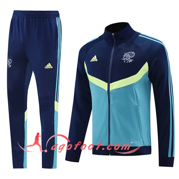Ensemble Survetement de Foot Veste Foot Ajax Bleu/Vert 2025/2026
