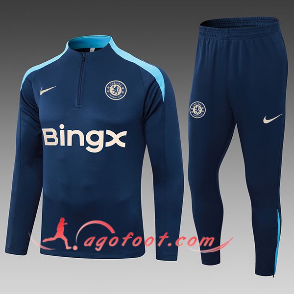 Ensemble Survetement de Foot FC Chelsea Enfant Bleu Foncé 2025/2026