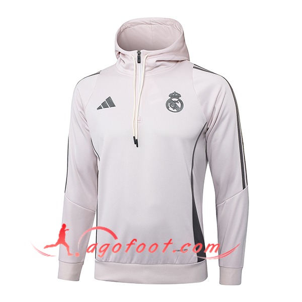 Sweatshirt Training Capuche Real Madrid Rose/Gris 2025/2026