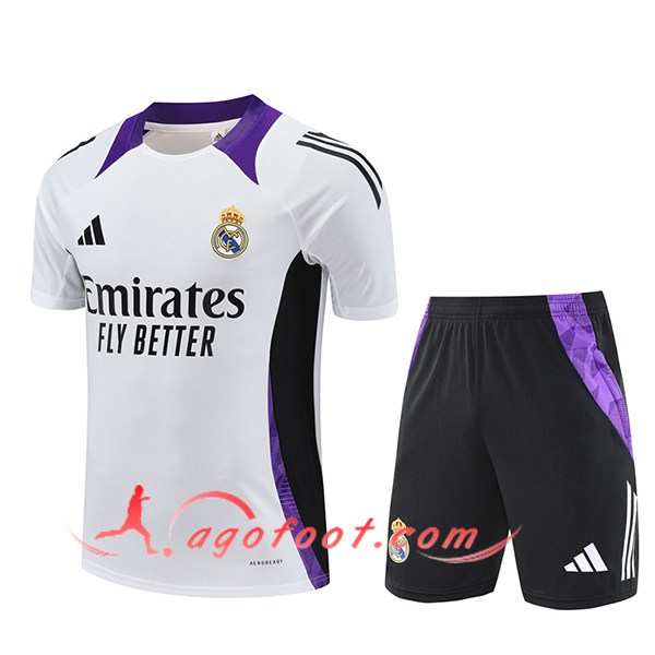 Ensemble Training T-Shirts Real Madrid Blanc/Noir/Pourpre 2025/2026