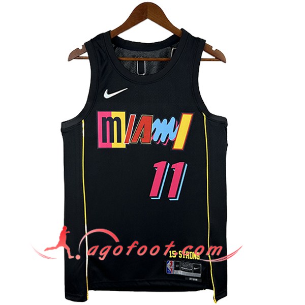 Maillot Miami Heat (JAQUEZ JR. #11) 2024/25 Noir/Jaune/Rose
