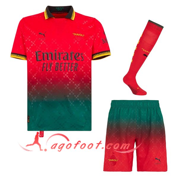 Ensemble Maillot Milan AC Fourth (Short + Chaussettes) Rouge 2024/2025