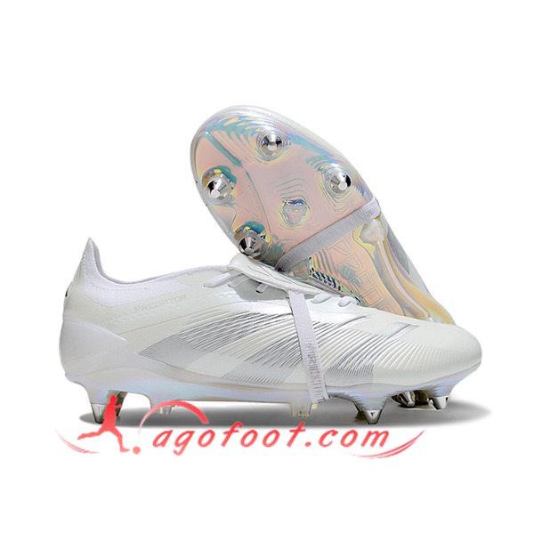 Adidas Chaussures de Foot Predator Elite Tongue SG Blanc/Gris -02