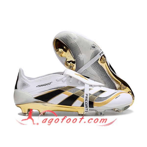 Adidas Chaussures de Foot 25 Predator Elite Tongue FG Blanc/Jaune/Noir