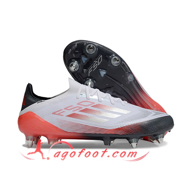 Adidas Chaussures de Foot F50 Elite SG Blanc/Orange -02