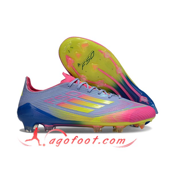 Adidas Chaussures de Foot F50 ELITE FG Bleu/Vert/Rose
