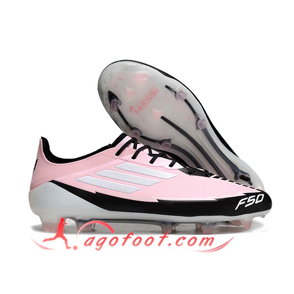 Adidas Chaussures de Foot F50 ELITE FG Rose/Noir/Blanc