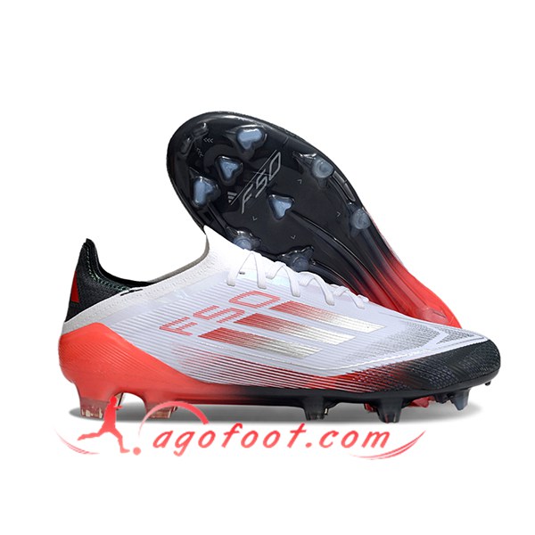 Adidas Chaussures de Foot F50 Elite FG Blanc/Orange/Noir