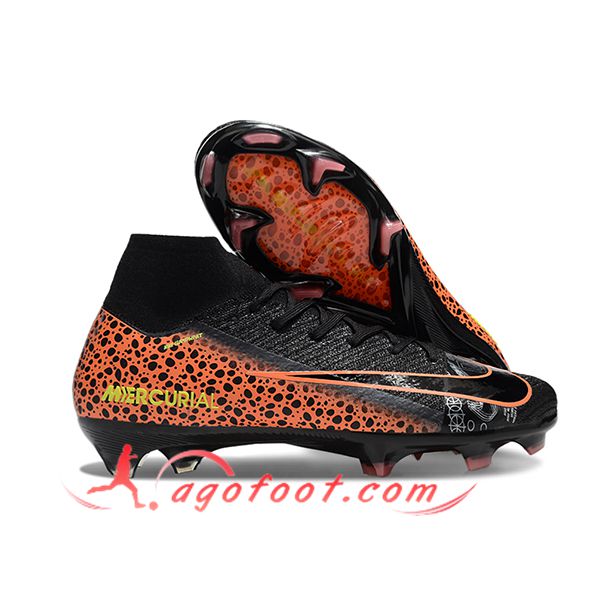 Nike Chaussures de Foot Air Zoom Mercurial Superfly IIX Elite FG Noir/Orange