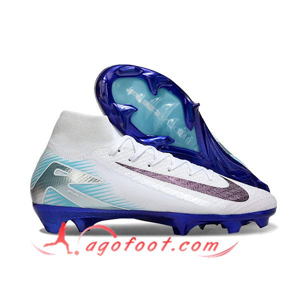 Nike Chaussures de Foot Air Zoom Mercurial Superfly IIX Elite FG Blanc/Bleu/Pourpre
