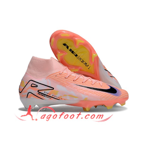 Nike Chaussures de Foot Air Zoom Mercurial Superfly IIX Elite FG Orange/Noir/Pourpre