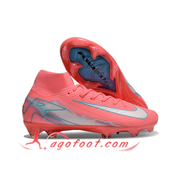 Nike Chaussures de Foot Air Zoom Mercurial Superfly IIX Elite FG Rose/Blanc/Bleu