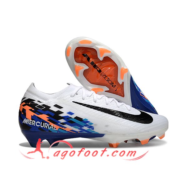Nike Chaussures de Foot AIR Zoom Mercurial Vapor 16 Elite XXV FG Blanc/Noir/Bleu