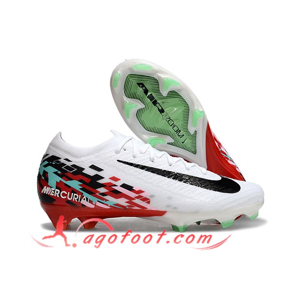 Nike Chaussures de Foot AIR Zoom Mercurial Vapor 16 Elite XXV FG Blanc/Noir/Rouge