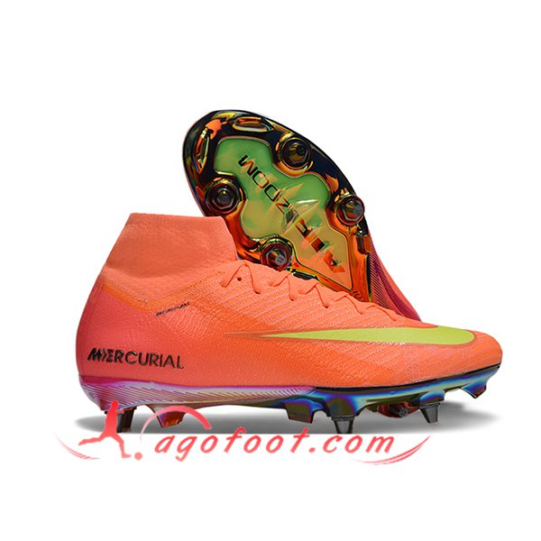 Nike Chaussures de Foot Air Zoom Mercurial Superfly IIX Elite SG Orange/Jaune