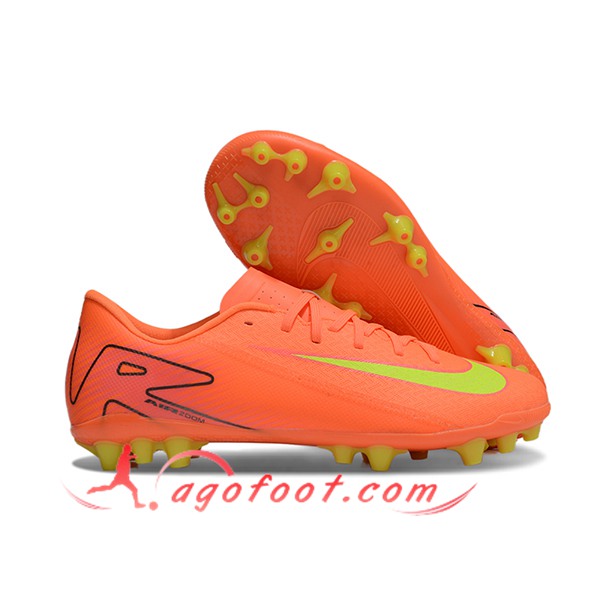 Nike Chaussures de Foot AIR ZOOM MERCURIAL VAPOR XVI ACADEMY X MBAPPE AG Orange/Jaune