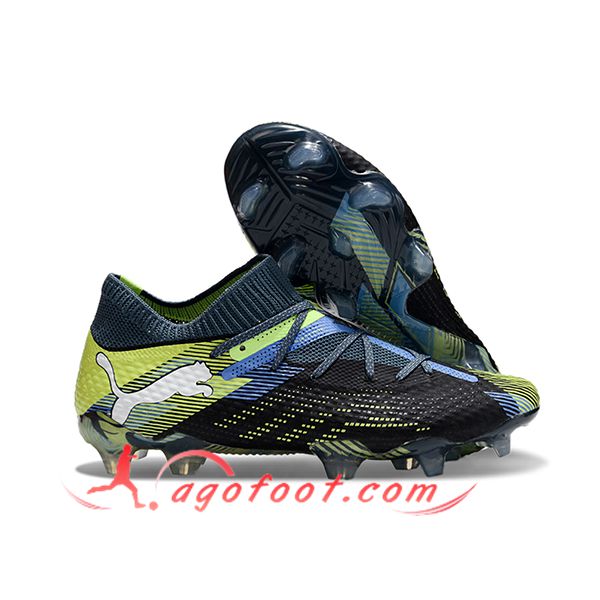 PUMA Chaussures de Foot FUTURE 7 ULTIMATE FG/AG Noir/Vert/Bleu