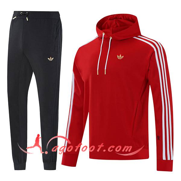 Ensemble Survetement Veste A Capuche Adidas Rouge/Blanc 2025/2026