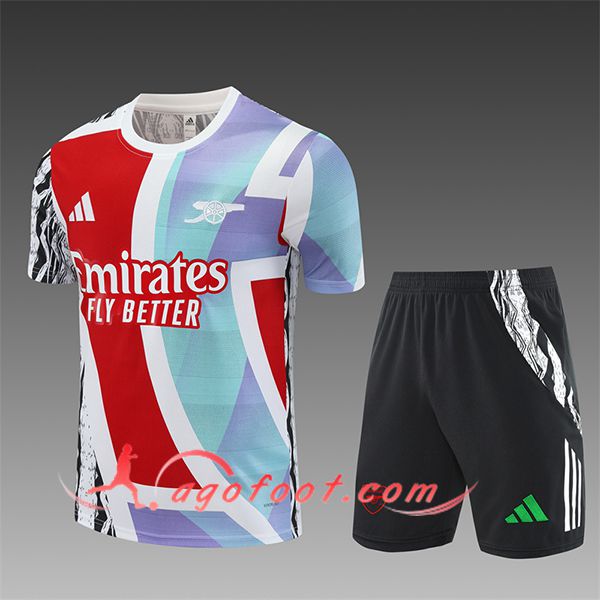 Ensemble Training T-Shirts Arsenal Enfant Blanc/Bleu/Rouge 2025/2026