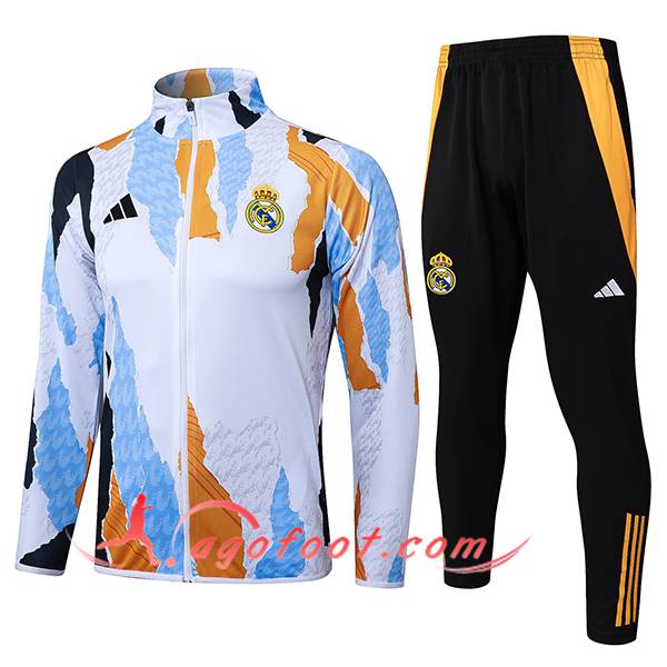 Veste Foot Real Madrid Blanc/Noir/Orange/Bleu 2025/2026