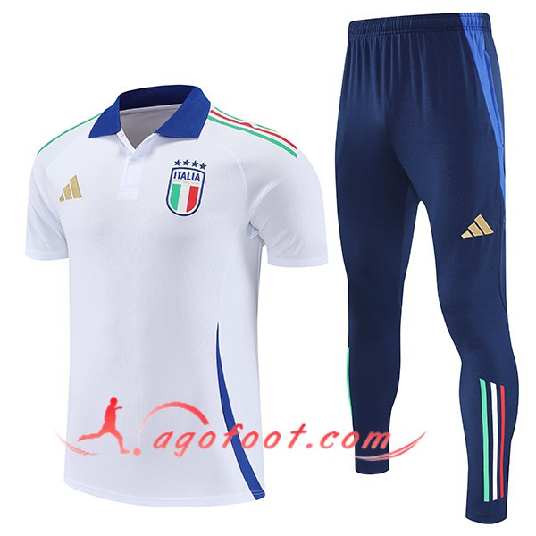 Ensemble Polo Foot Italie Blanc/Bleu 2025/2026