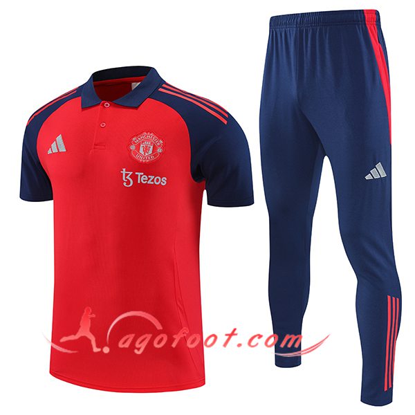 Ensemble Polo Foot Manchester United Rouge/Bleu 2025/2026