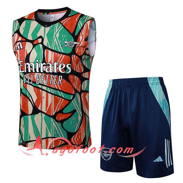 Ensemble Training Debardeur Arsenal Rouge/Vert/Beige 2025/2026