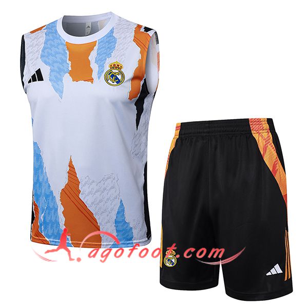 Ensemble Training Debardeur Real Madrid Blanc/Jaune/Gris 2025/2026