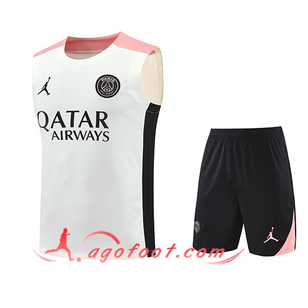 Ensemble Training Debardeur PSG Blanc/Noir/Rose 2025/2026