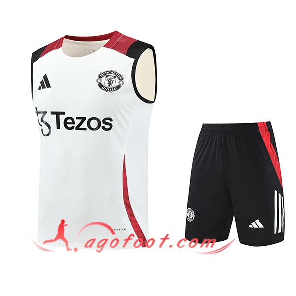 Ensemble Training Debardeur Manchester United Blanc/Noir/Rouge 2025/2026