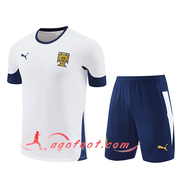 Ensemble Training T-Shirts Portugal Blanc/Bleu 2025/2026
