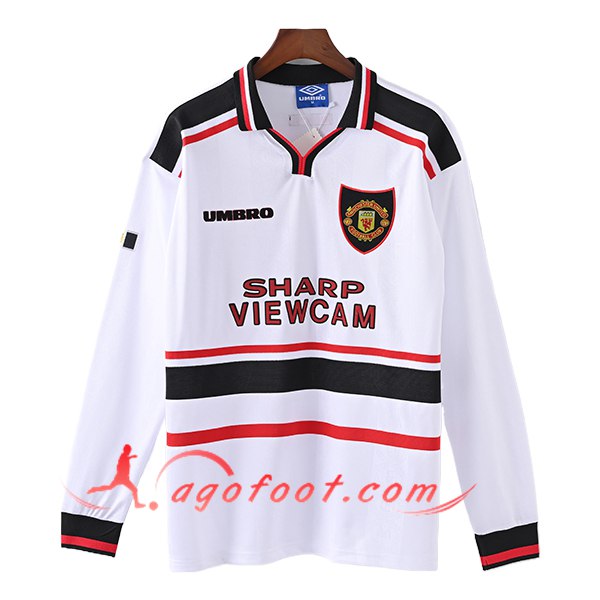 Maillot de Foot Manchester United Retro Exterieur Manches Longues 1998/1999