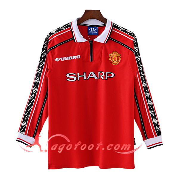 Maillot de Foot Manchester United Retro Domicile Manches Longues 1998/1999