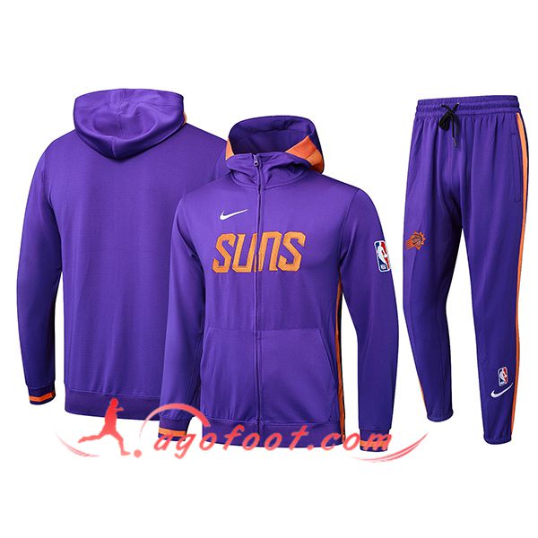 Ensemble Survetement Veste A Capuche Coupe-Vent Phoenix Suns Pourpre/Orange 2025/2026