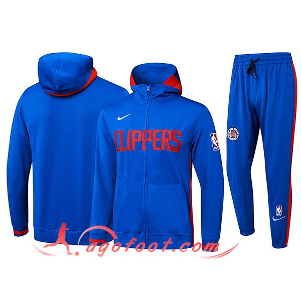 Ensemble Survetement Veste A Capuche Coupe-Vent Los Angeles Clippers Bleu/Rouge 2025/2026