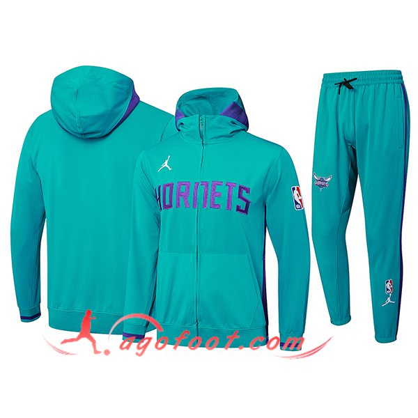 Ensemble Survetement Veste A Capuche Coupe-Vent Charlotte Hornets Vert/Pourpre 2025/2026