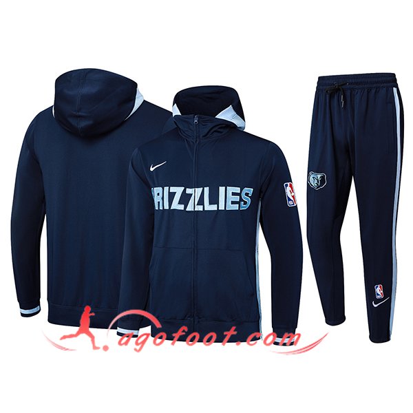 Ensemble Survetement Veste A Capuche Coupe-Vent Memphis Grizzlies Bleu Royal 2025/2026