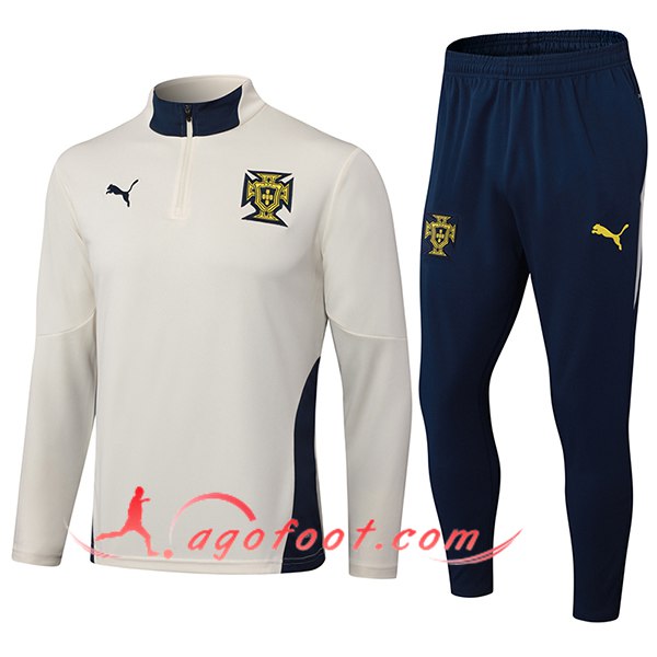 Ensemble Survetement de Foot Portugal Beige 2025/2026