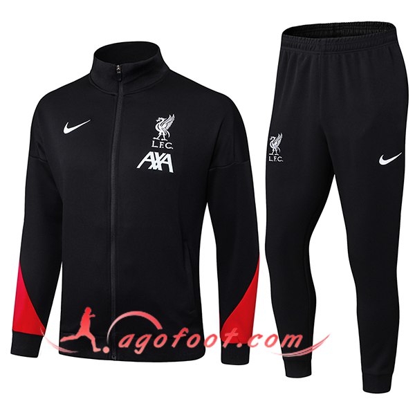 Ensemble Survetement de Foot Veste FC Liverpool Noir/Rouge 2025/2026