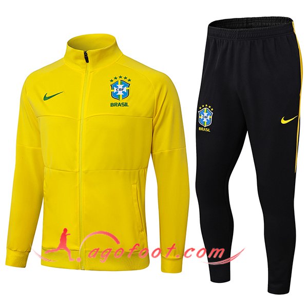 Ensemble Survetement de Foot Veste Brésil Jaune 2025/2026