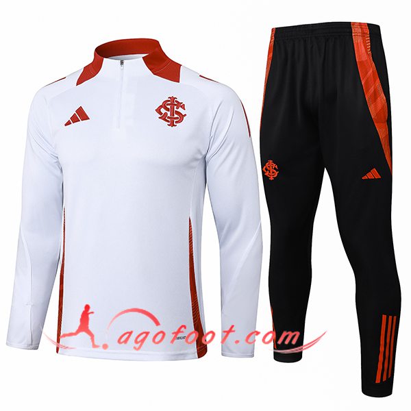 Ensemble Survetement de Foot SC Internacional Blanc/Rouge 2025/2026
