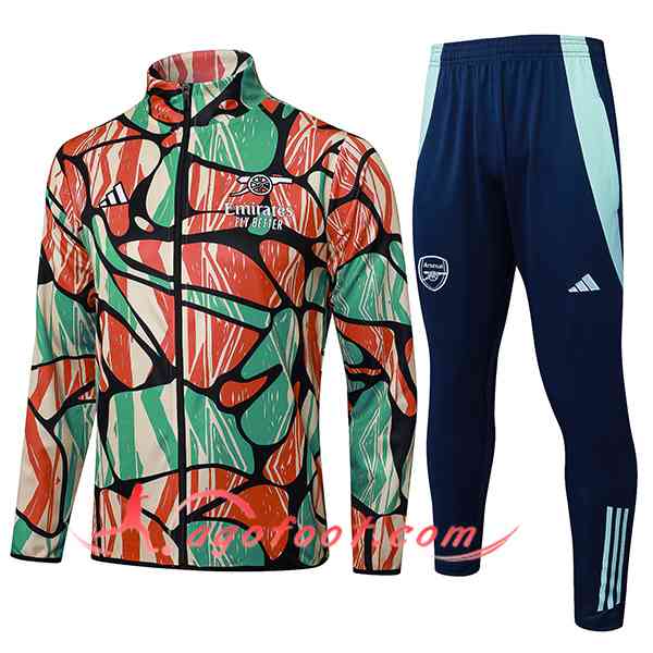 Ensemble Survetement de Foot Veste Arsenal Vert/Rouge/Jaune 2025/2026