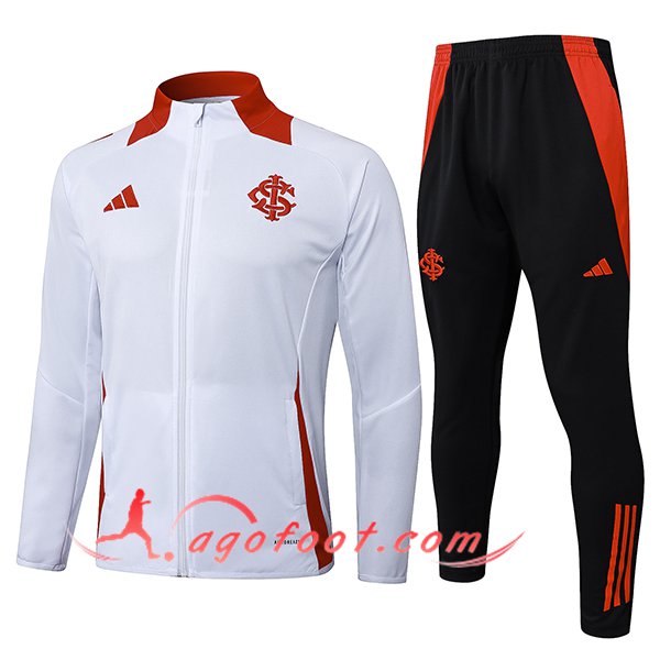 Ensemble Survetement de Foot Veste SC Internacional Blanc/Rouge 2025/2026