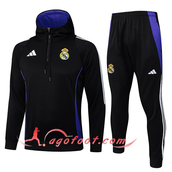 Ensemble Survetement Veste A Capuche Real Madrid Noir 2025/2026