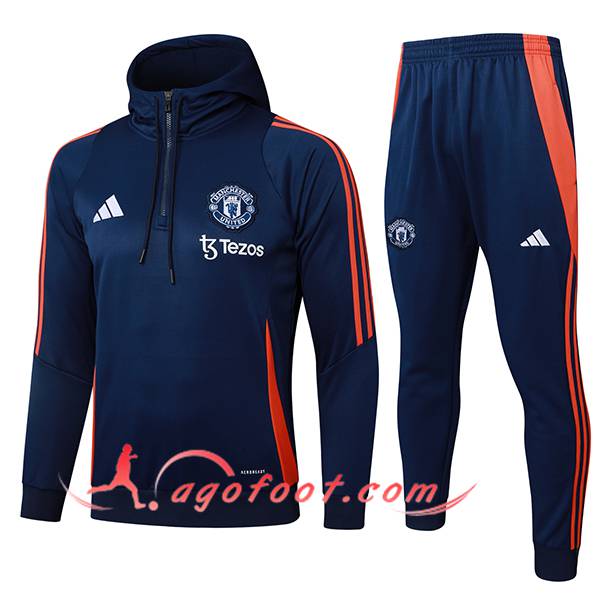 Ensemble Survetement Veste A Capuche Manchester United Bleu Royal 2025/2026