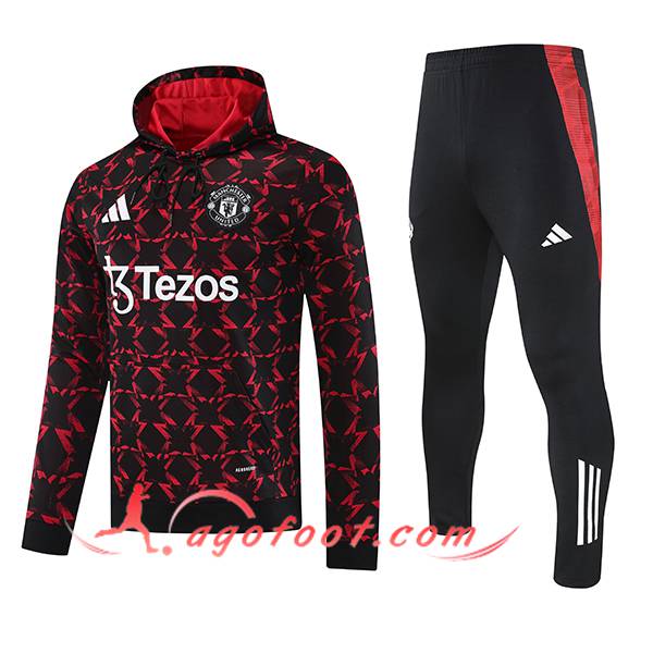 Ensemble Survetement Veste A Capuche Manchester United Noir/Rouge 2025/2026