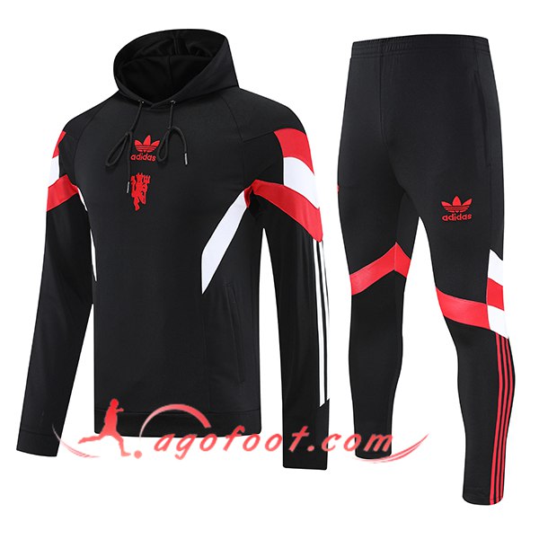 Ensemble Survetement Veste A Capuche Manchester United Noir/Rouge/Blanc 2025/2026