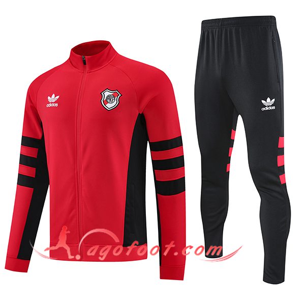 Ensemble Survetement de Foot Veste River Plate Rouge/Noir 2025/2026