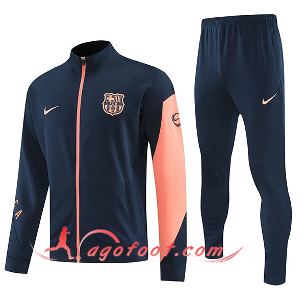 Ensemble Survetement de Foot Veste FC Barcelone Noir/Orange 2025/2026